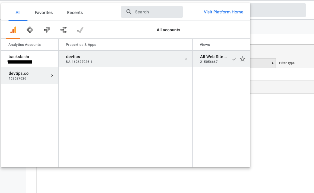 Login and select your profile in Google Analytics.