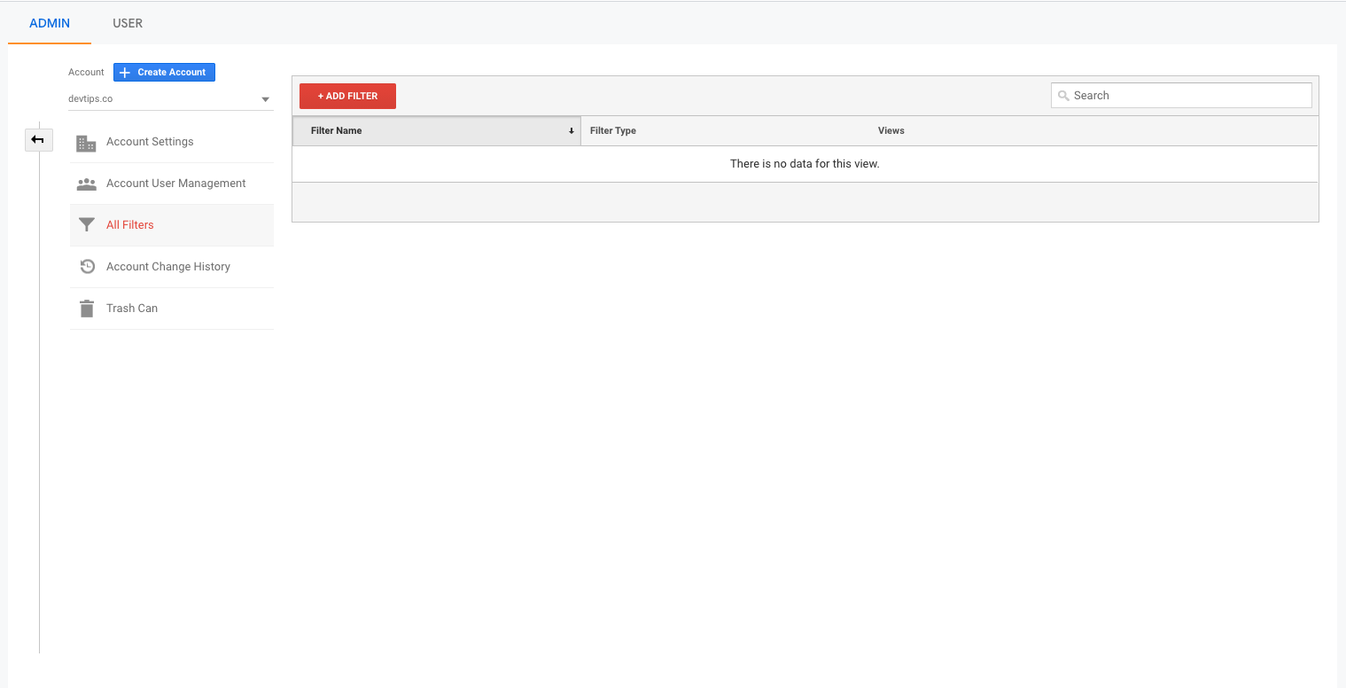 Under account, select all filters and click on add filters.