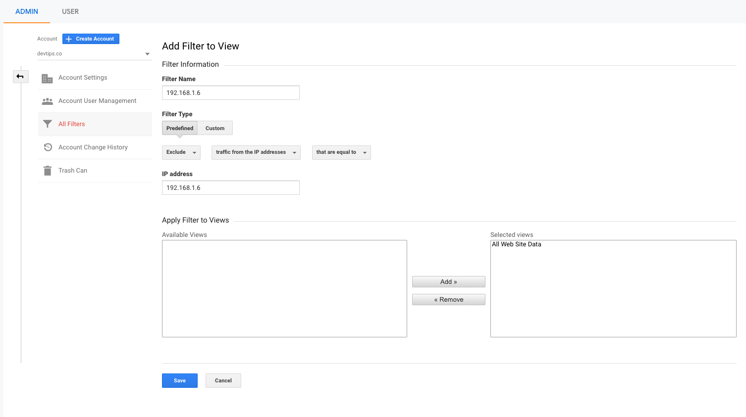 Leave the filter type as predefined.